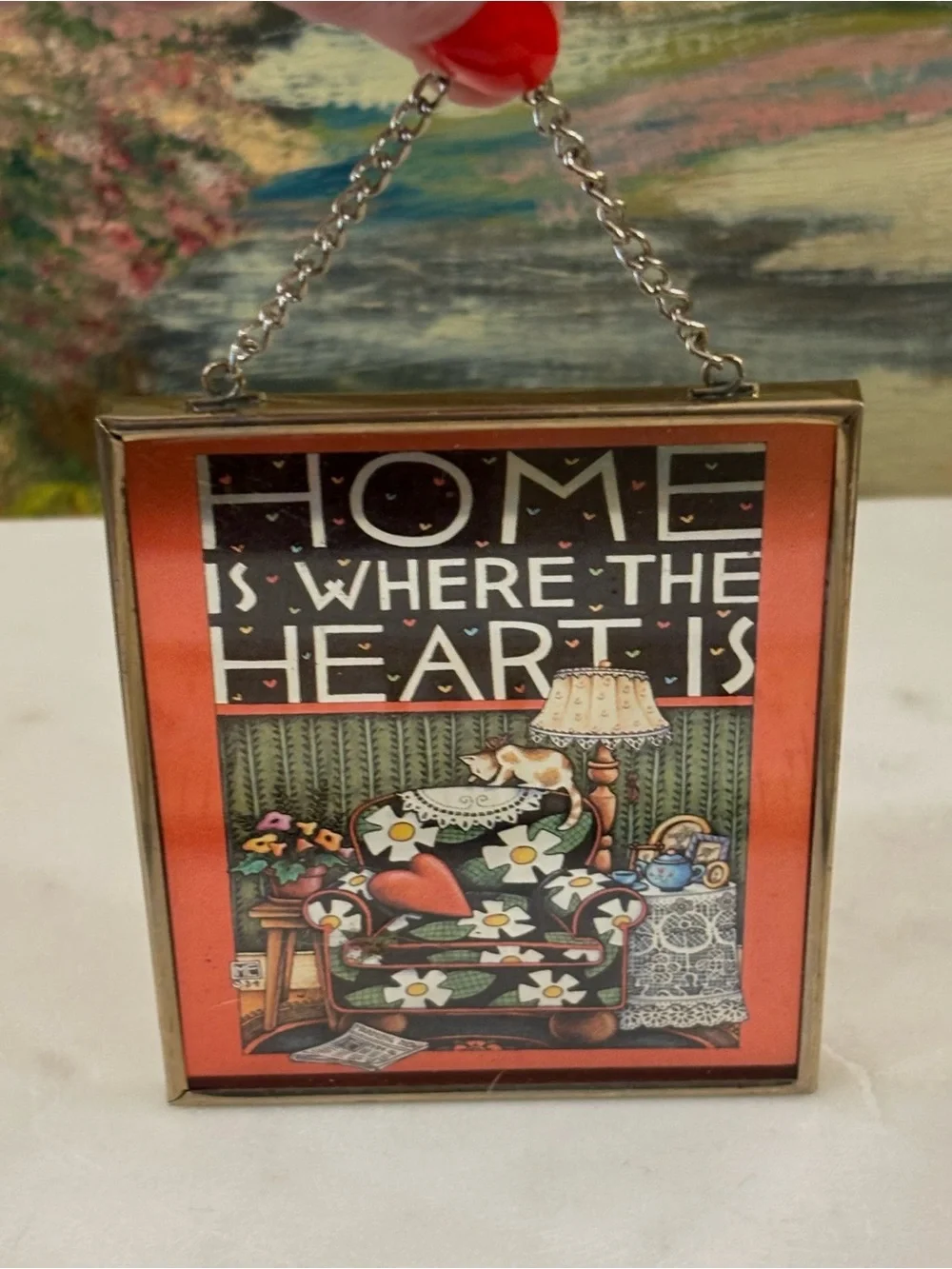 Mary Engelbreit Home Is Where the Heart Vintage Enesco Brass frame Sun Catcher